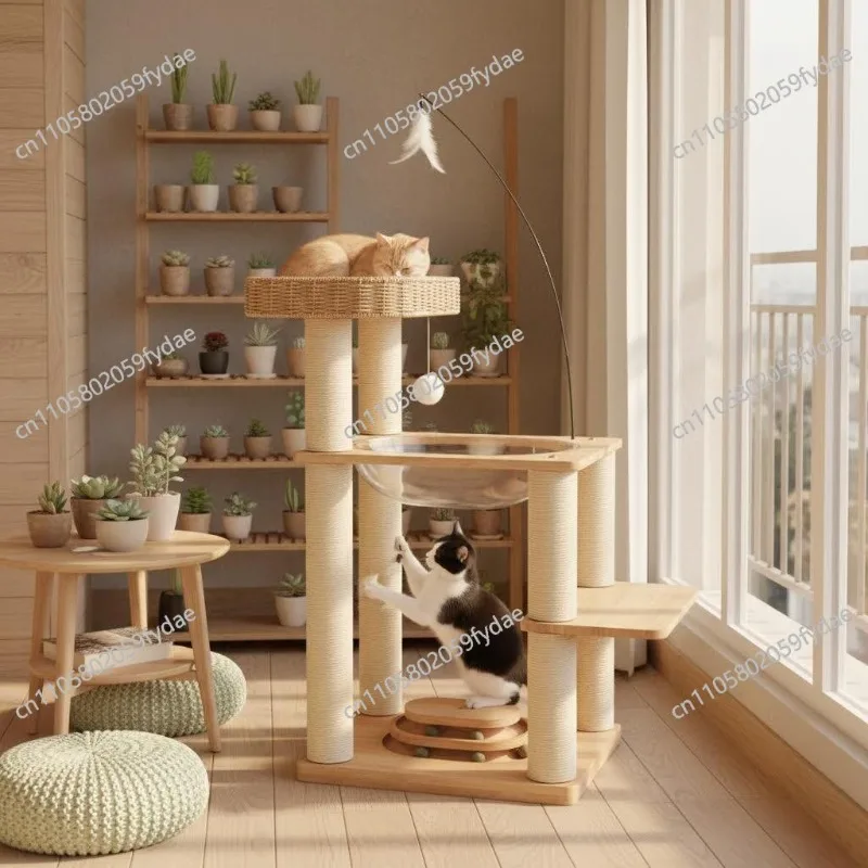 climbing frame Indoor household  tree integrated climbing frame  Solid wood  scratching board Sisal  products