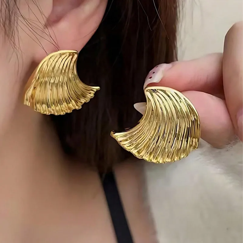 pendientes 2024 tendencia zara Retro striped star stylish unique metal simple spiral girls jewelry accessories bijoux femmes de