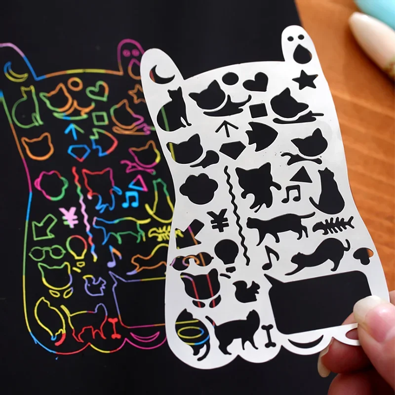 Fromthenon Planner Graffiti Template Ruler Portable Stainless Steel Multi Functional Drafting Tool Journal Scrapbook Accessories