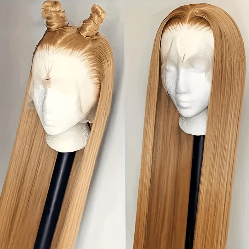 Honey Blonde Straight Wig Human Hair Glueless Wigs Human Hair Pre Plucked with Baby Hair 13X4 HD Lace Front Wigs for Women 200% Density Straight Lace Frontal Wig Daily Wigs Natural Looking