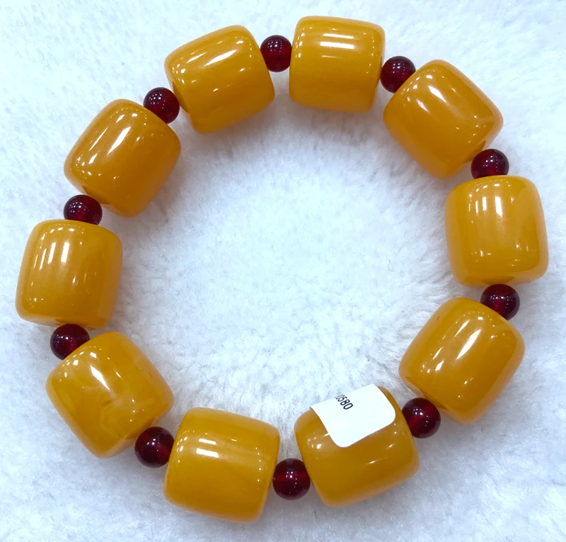 Certificate 24*28mm Natural yellow Mexico Amber beeswax Bracelet