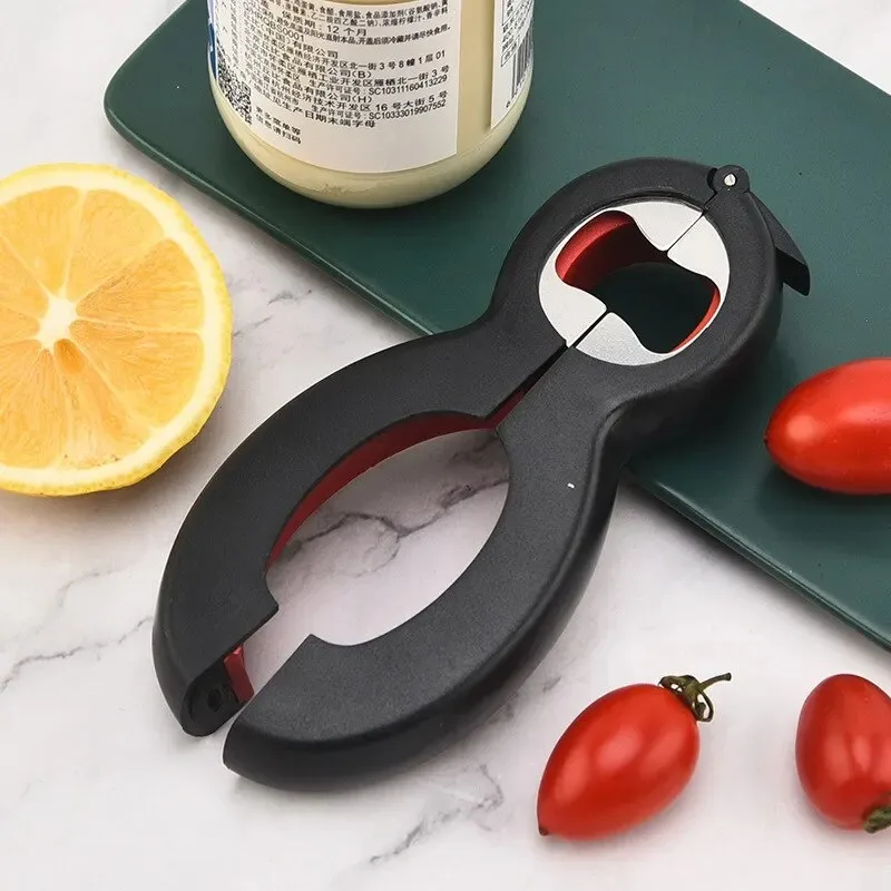 Creative 6-in-1 Multifunctional Bottle Opener Opener Anti Slip Lid Opener Stainless Steel 8 Character Can Opener Kitchen Tool