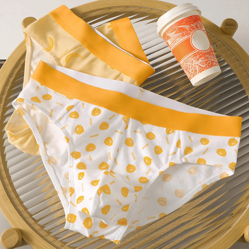 

Men Cotton Cute Printed Mens Sexy Underwear Stretch Briefs Breathable Mid Rise Lingerie Summer Men's Panties Seamless Underpants