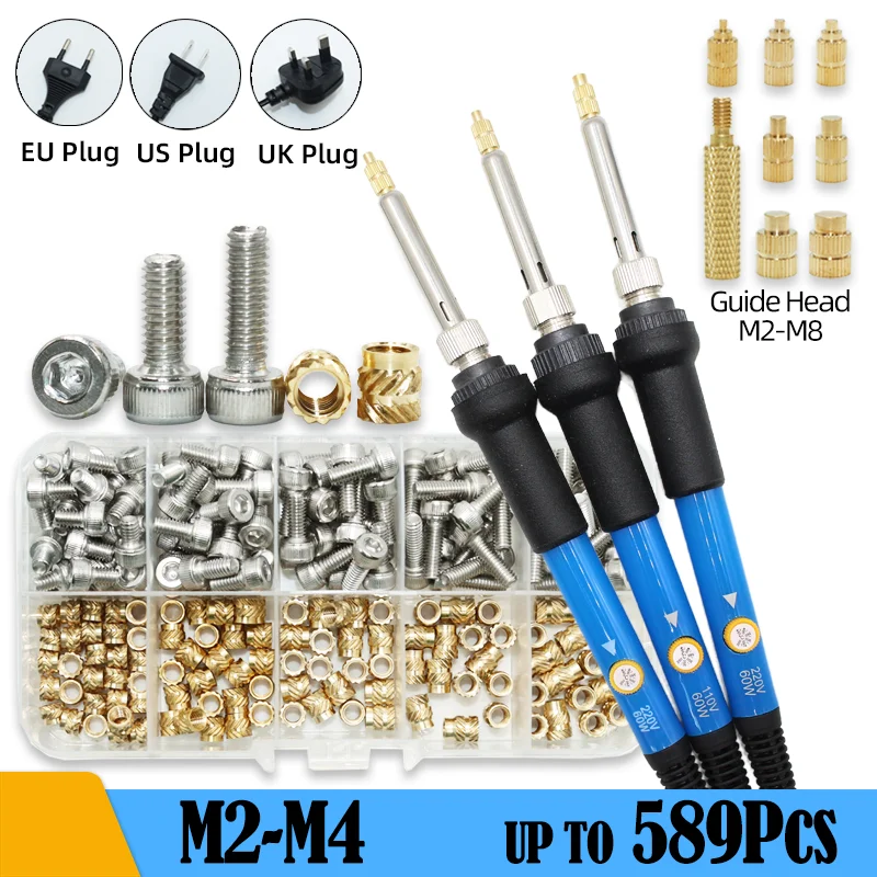 

Heat Brass Insert Nut Stainless Steel Hex Screw Heating Soldering Iron Tip Tool Hot Melt Nuts Bolt Implant Connector for Plastic