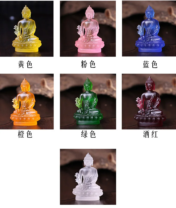 

Wholesale Buddhist supplies--7 color -home Temple Buddhism ART the Medicine Guru Buddha Crystal resin Decorative Buddha statue