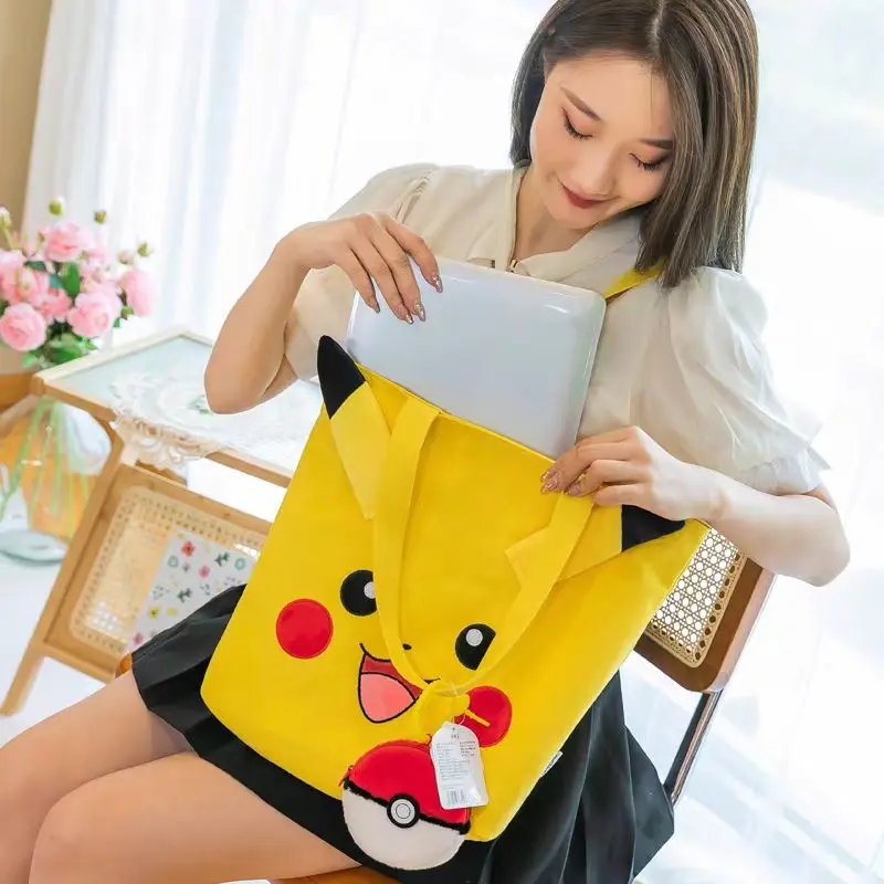 Strawberry Bear large capacity book carrying bag Single shoulder Pikachu student class book carrying bag crossbody bag