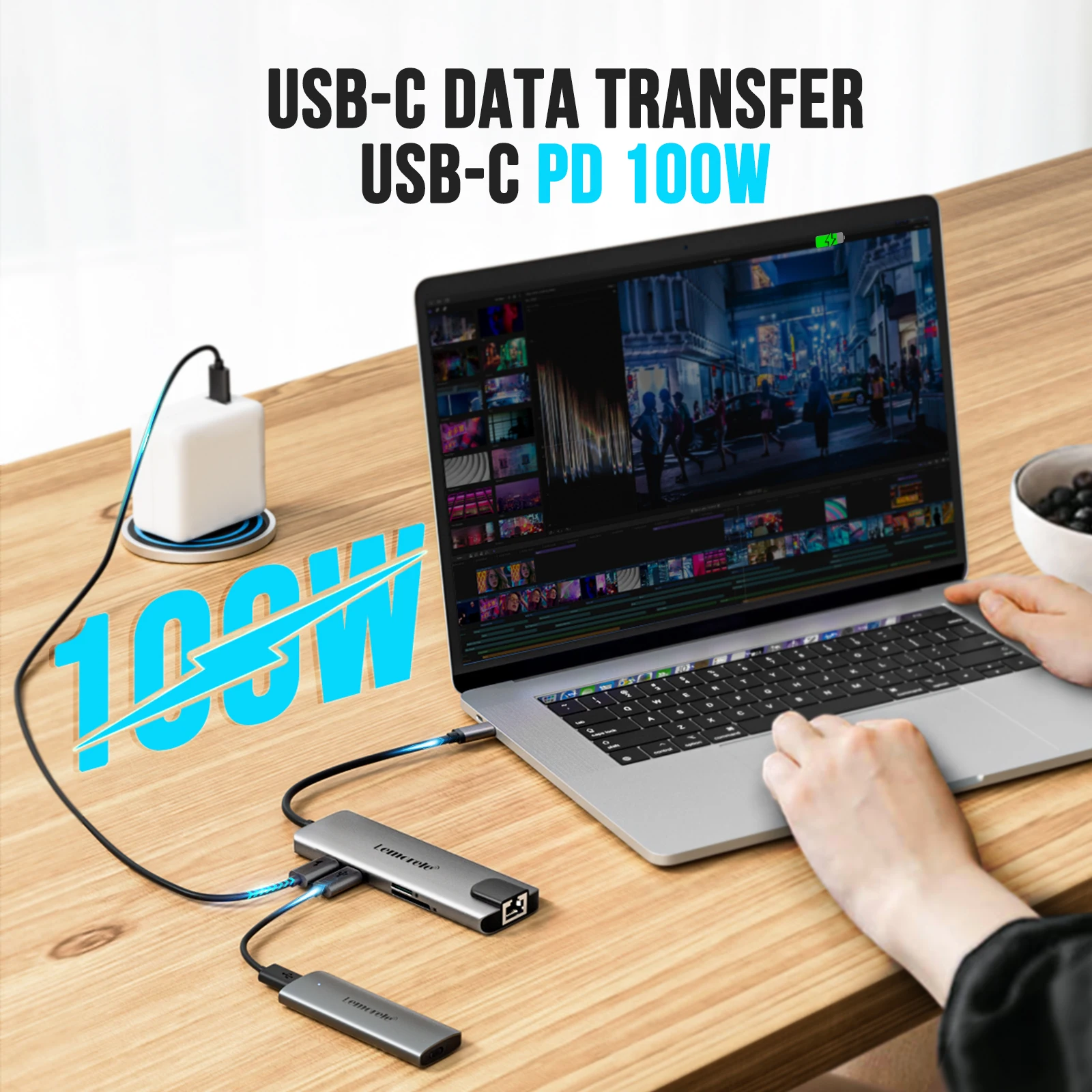 محطة إرساء Lemorele TC39 9-in-1 USB 3.0 hub Type C HDMI محول USB C 3.0 5Gbps PD مسحوق لأجهزة الكمبيوتر المحمول Windows MacOS Apple #5