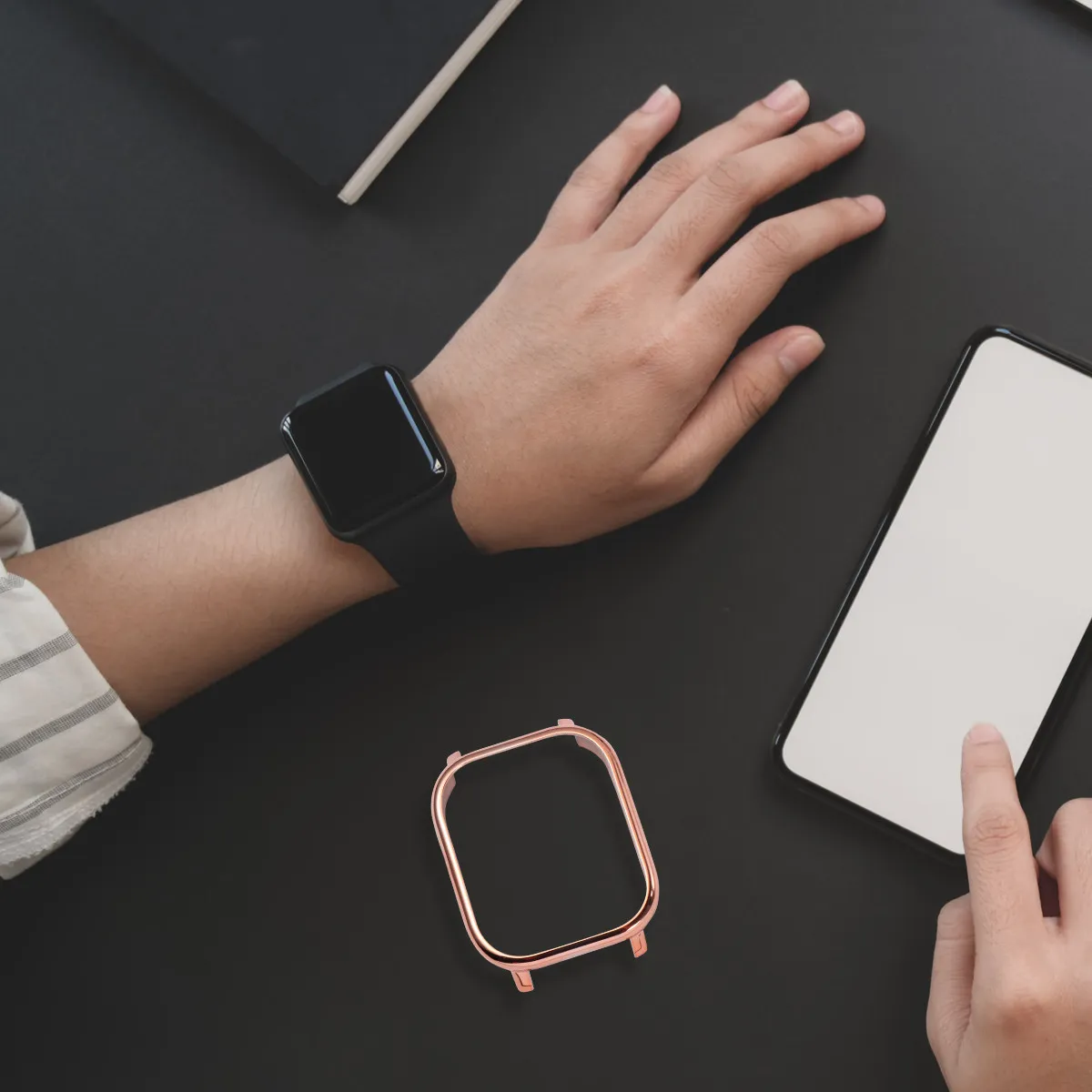 Caja protectora para reloj, material de PC de alta calidad, elegante, ligero, cobertura total para 1 accesorio de reloj inteligente