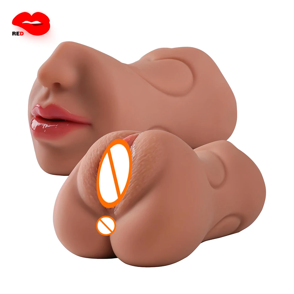 3in1 Realistic Mouth Vagina Anal Plug Male Masturbator Cup Deep Throat Silicone Dildo Moves Masturbation Pleasure Toys for Men