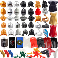 MOC Building Block Medieval Knight Roman Soldier Accessory Helmet Headwear Flame Feather Black Eagle Shield King cloak Brick Toy