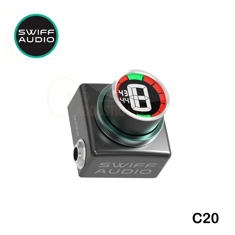 SWIFF AUDIO C20 Innovative Mini Pedal Tuner for Chromatic Guitar Bass Tuning HD LED Display Adjustable A4 Range Value 430-449Hz