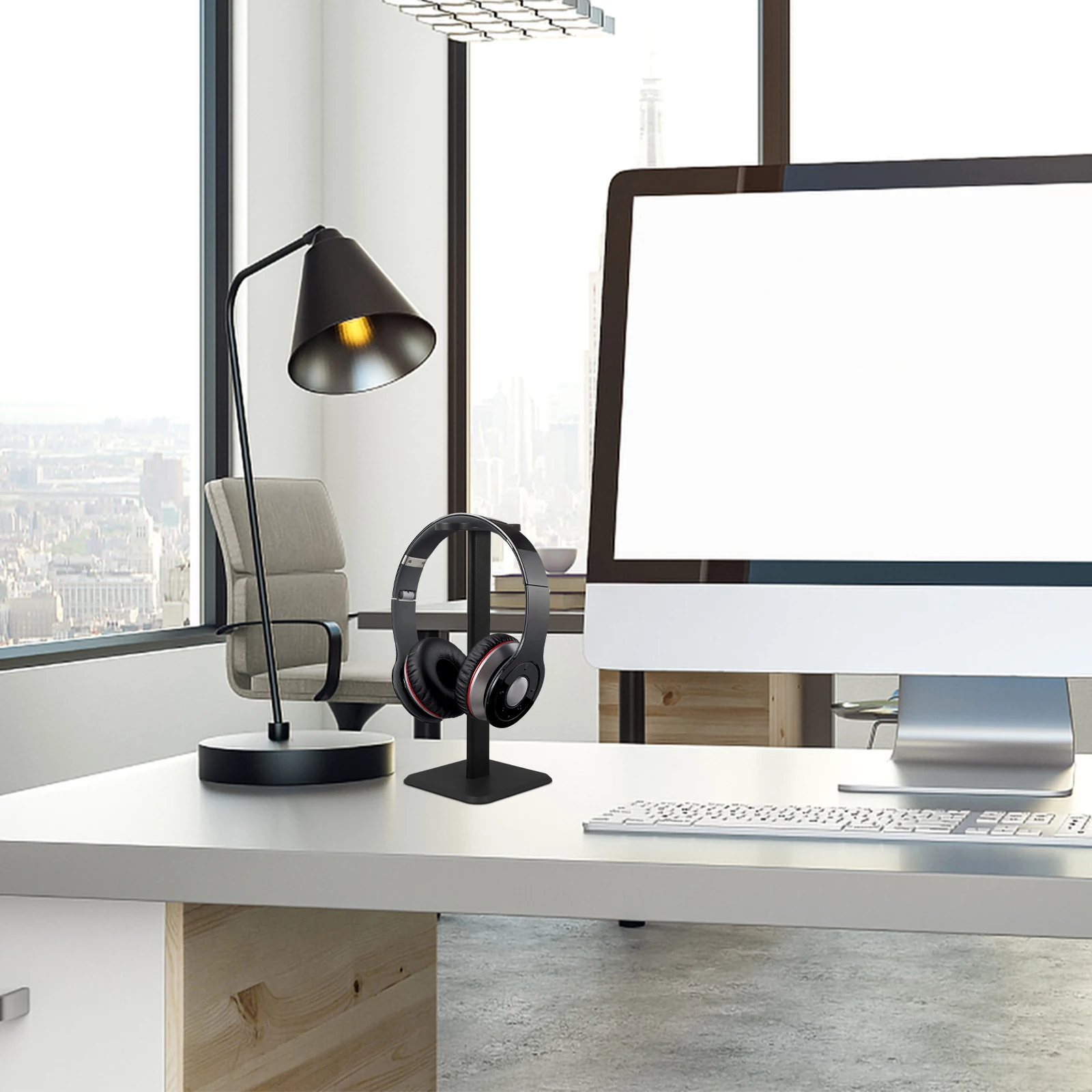 

Headphone Display Stand Detachable Design Headset Racks Sophisticated Storage Solution Black