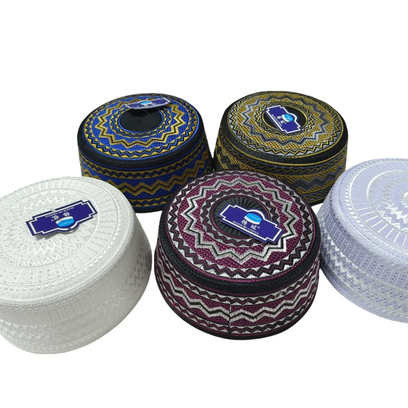 Fashion Muslim Men Yarmulke Embroidered Muslim Prayer Hat Saudi Arabia Islamic Hat Turban Jewish Cap Hui Nationality Wedding Hat