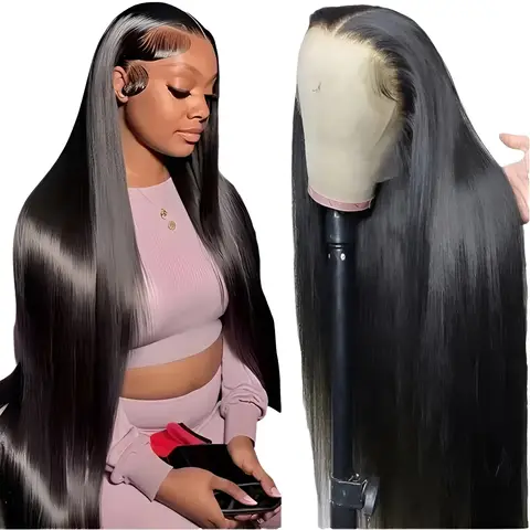 200 Density 13x4 13x6 Full Frontal 360 HD Transparent Lace 40 46 Inch Long Straight 5x5 Closure Human Hair Pre plucked Wigs