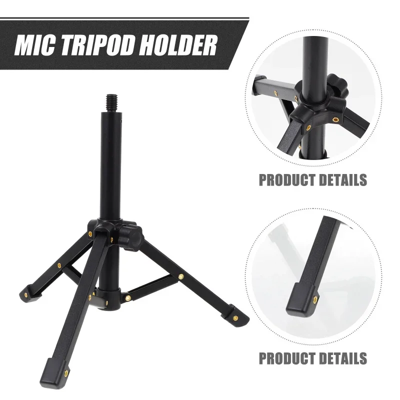 Mini Tripod Stand Desktop for Camera Mini Tripod Holder Metal Foldable Bracket with  with 1/4 inch 3/8 Head for DSLR Microphone