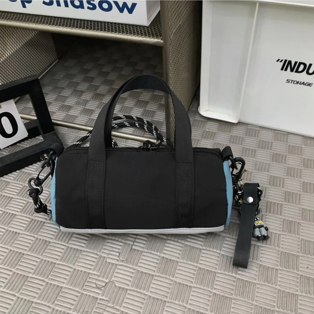 Универсальная мужская цилиндрическая сумка с тонким ремешком, легкая молния, кошелек контрастного цвета, портативная дышащая маленькая нейлоновая сумка для работы