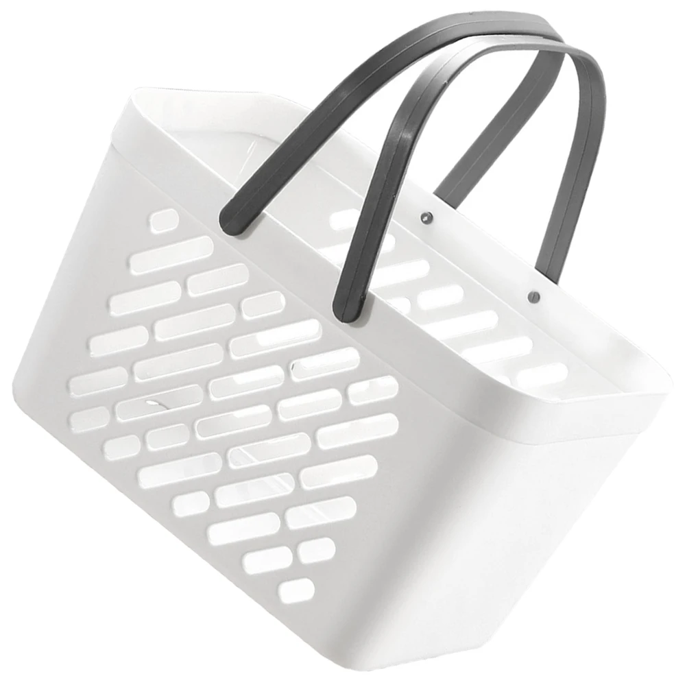 

Large Capacity Hollow Draining Bath Basket White Storage Container H for Home Travel Small Plastic Baskets Desktop Grocery