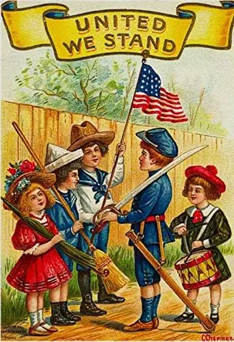 Vintage Tin Sign Metal Poster Art Decoration U.s 4th of July Children with Flag for Home Club Garage Store Bar Cafe Farm 12 sign