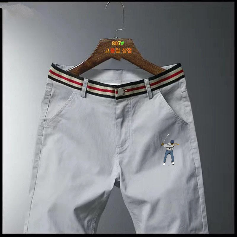 

Men's Spring and Autumn New High Quality Pants, Waist Striped Pants, Golf Sports Pants, Casual Men's Straight Leg Pants