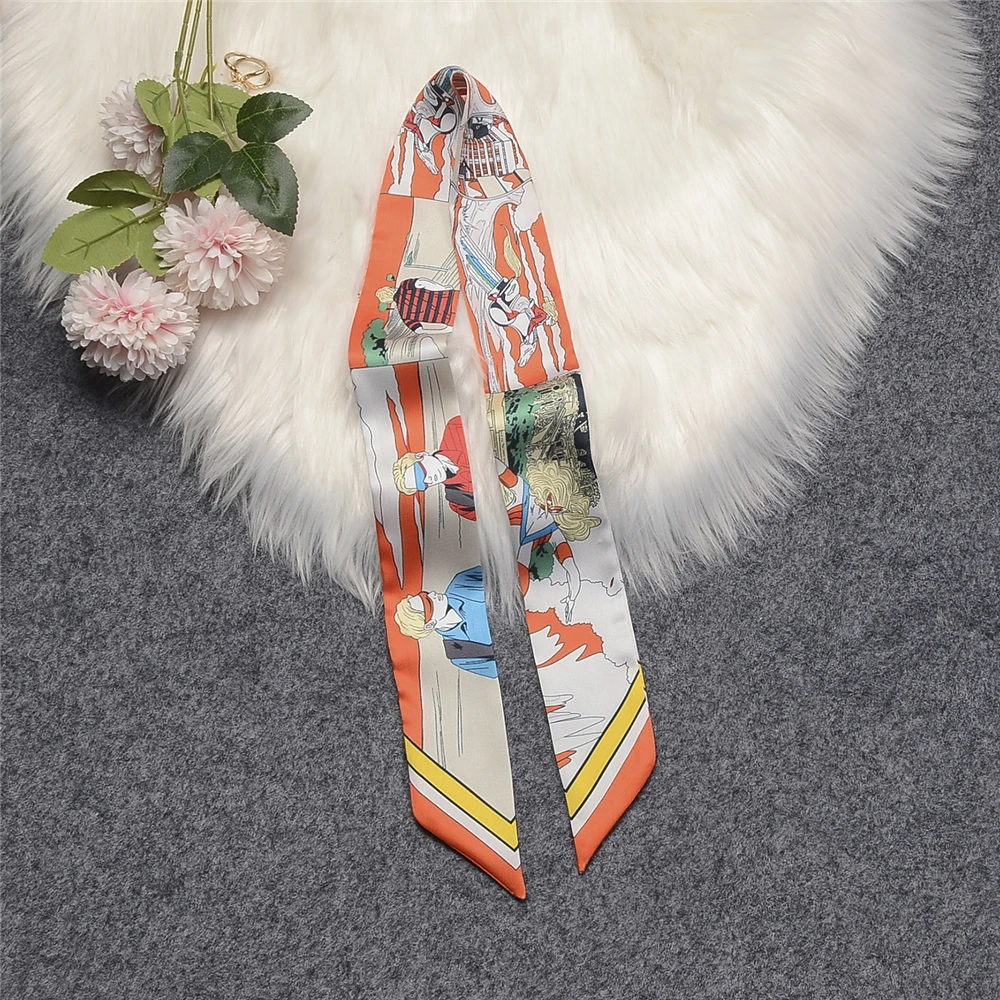 Brand Horse Bag Scarf 2024 New Design Wow Women Luxury 100% Silk Scarf Fashion Headwear Skinny Hair Scarves Neckerchief