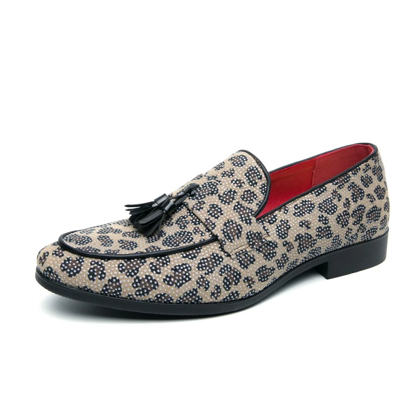 Diamond Leopard Big Size Loafers Fashion Party Men's Casual Shoes Comfortable Driving Flats Leisure Men Loafer Slip on Moccasins