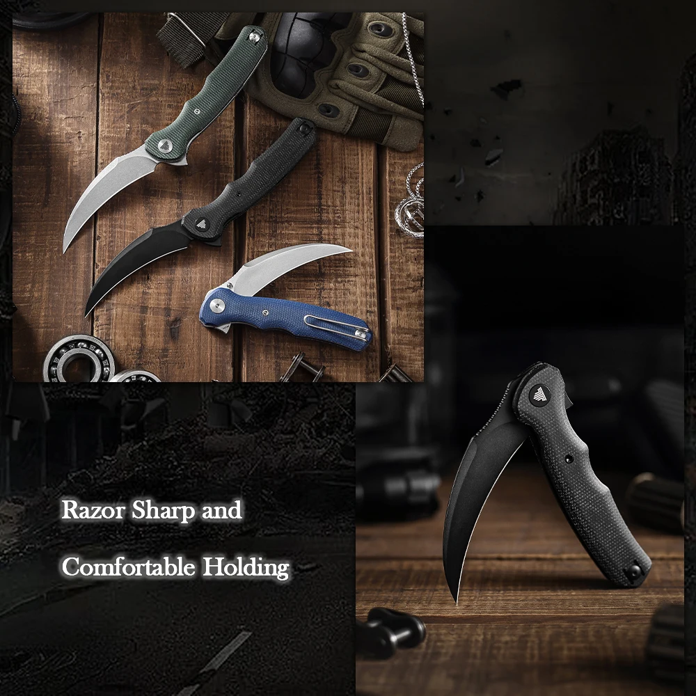 TRIVISA Lacerta-04B EDC Pocket Folding Knife 14C28N Blade Micarta Handle, Camping Hunting Fishing Outdoor High quality Tool - Image 5