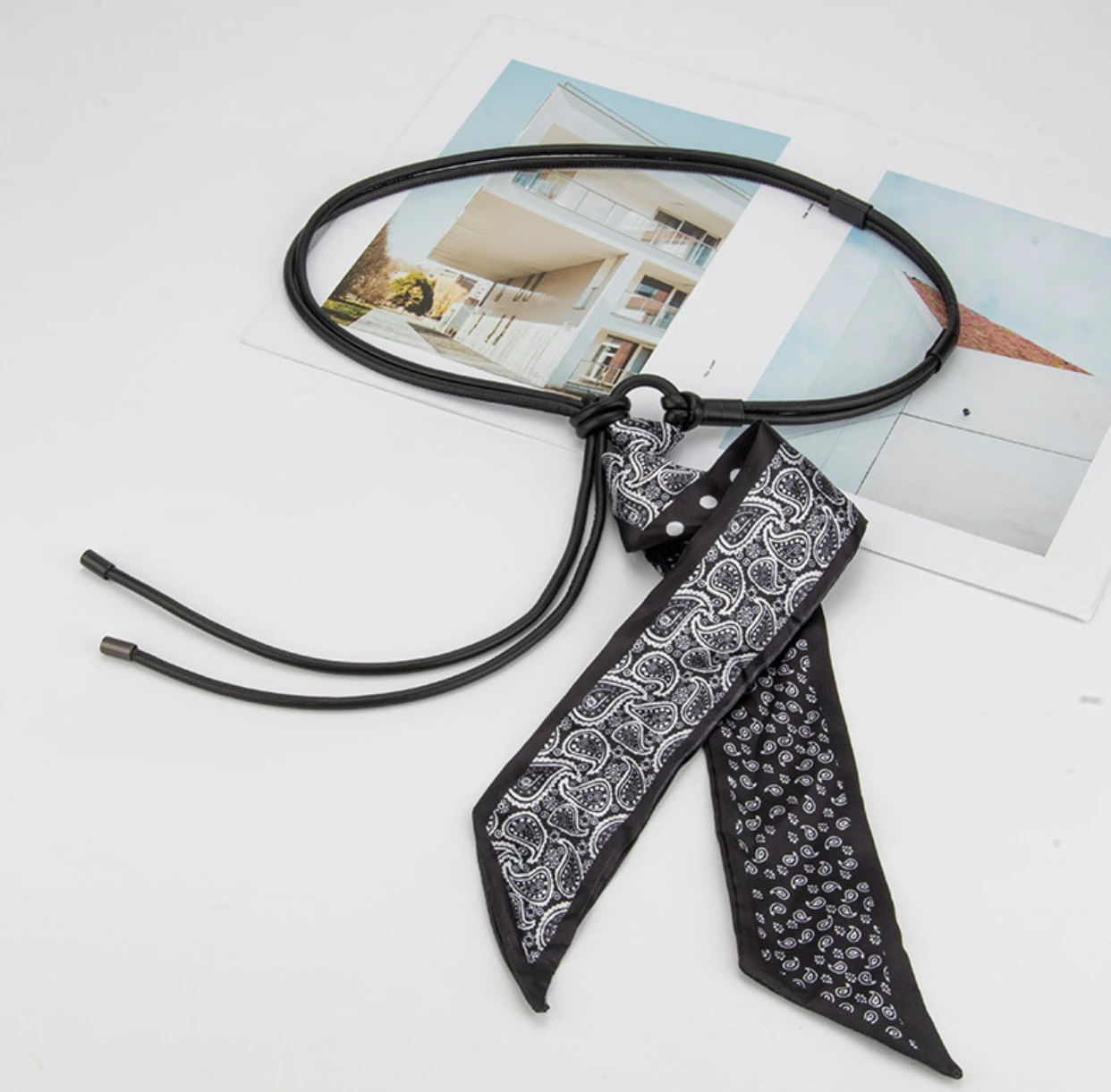 تصميم إحساس الخصر وشاح حريري غير منتظم سلسلة الخصر المرأة مطابقة اللباس الديكور وشاح الموضة الراقية حزام الخصر الشعور #3