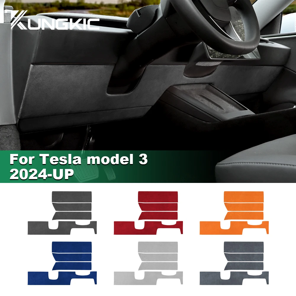 for Tesla Model 3 Highland 2024-Up Italian Premium Suede Instrument Panel Trim Protective Sticker Decor Car Interior Accessories