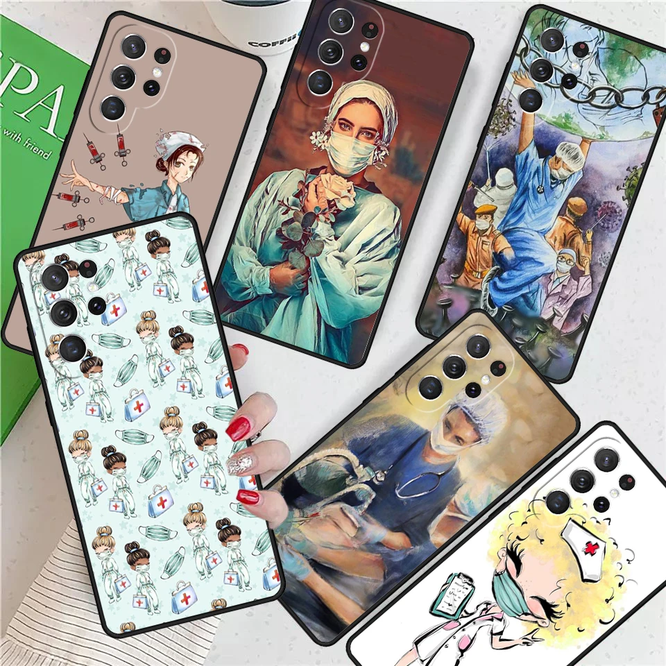 Cartoon Medicine Doctor Nurse For Samsung Galaxy S24 Ultra S21 S22 S8 S9 S10E Note 10 20 Plus FE S23 Phone case Cover Coque