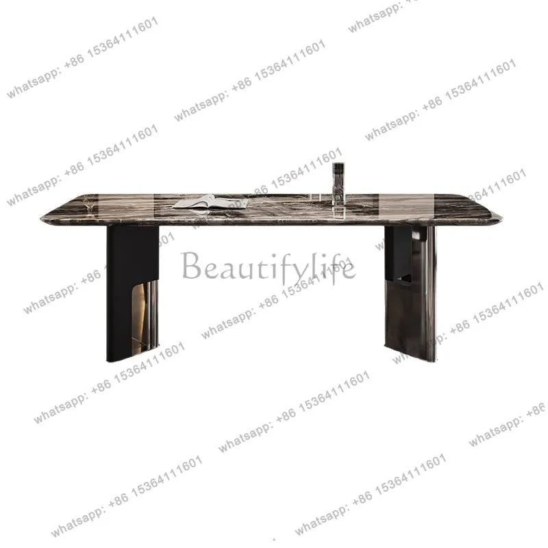 Light luxury marble dining table Modern simple rectangular household small apartment dining table