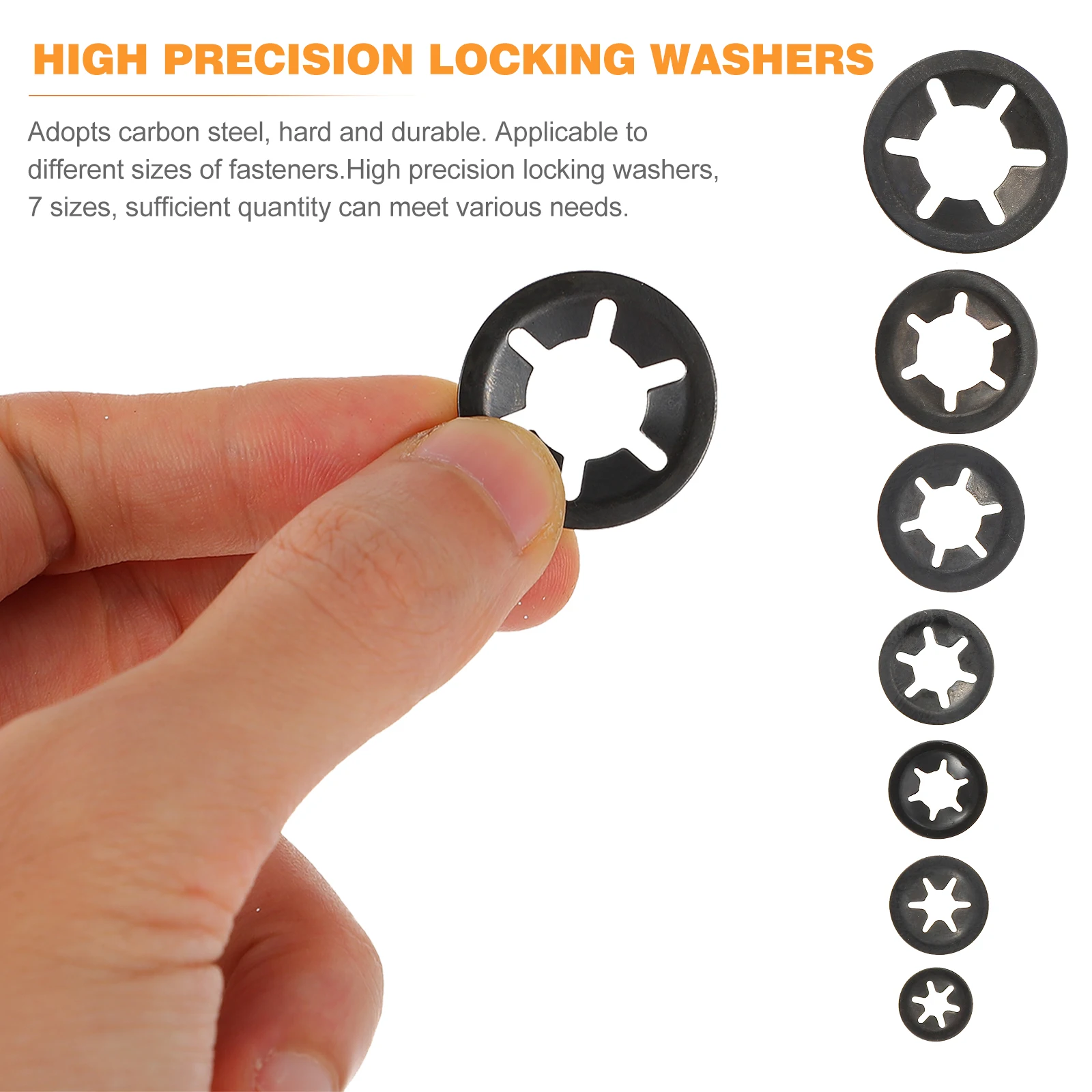 

210pcs Bearing Clamp Locking Washers Carbon Steel 7 Sizes High Precision Internal Tooth Corrosion Resistant Industrial