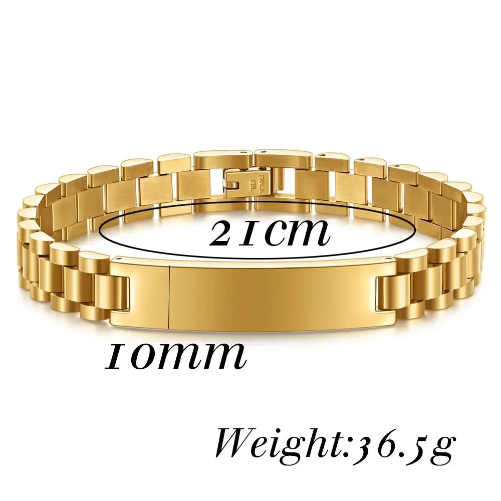 VQYSKO Stylish simple bracelet 10MM glossy personality stainless steel bracelet for men jewelry gift bracelet