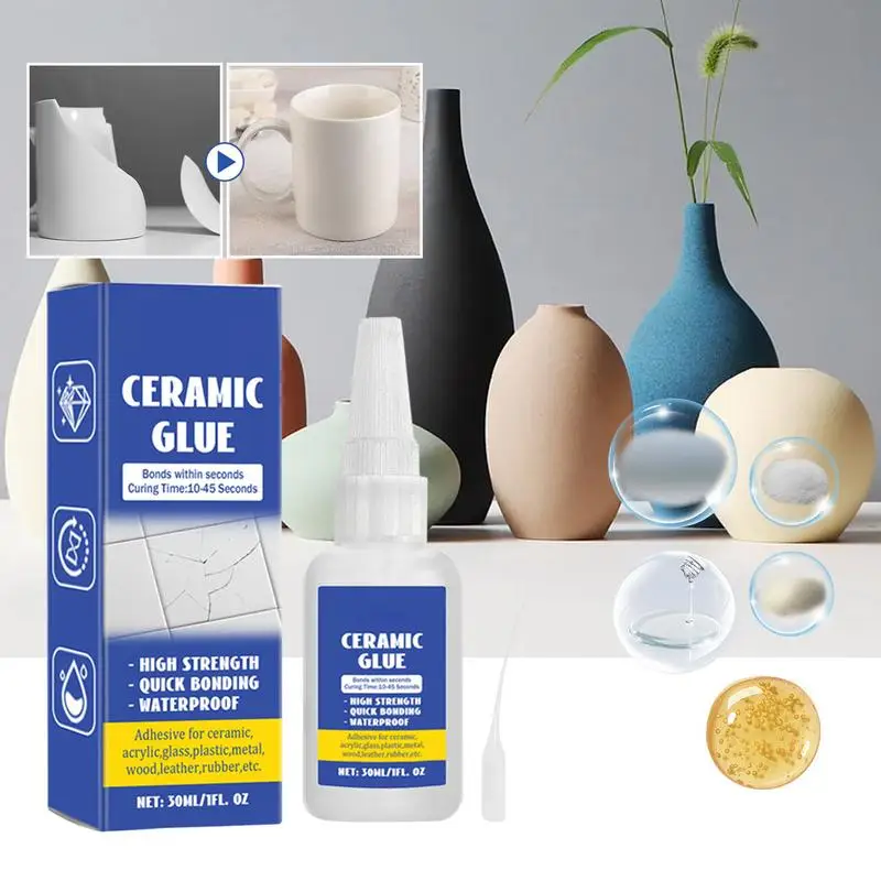 30ml Strong Super Ceramic Repair Glue Waterproof DIY Crafts Strong Adhesive for Pottery Porcelain Glass Metal Rubber