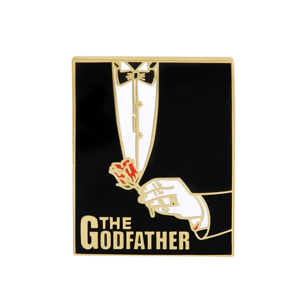 

The Godfather Enamel Pin Mafia Corleone Family Classic Black Suit Badge Gangster Novel Movie Jewelry