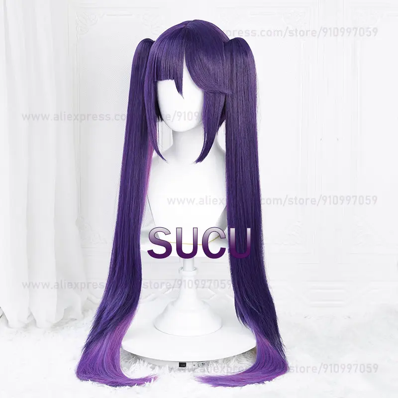 Mona Cosplay Wig Game Genshin Impact wigs 80cm Long Gradient Purple Anime Wigs Halloween COS Accessories