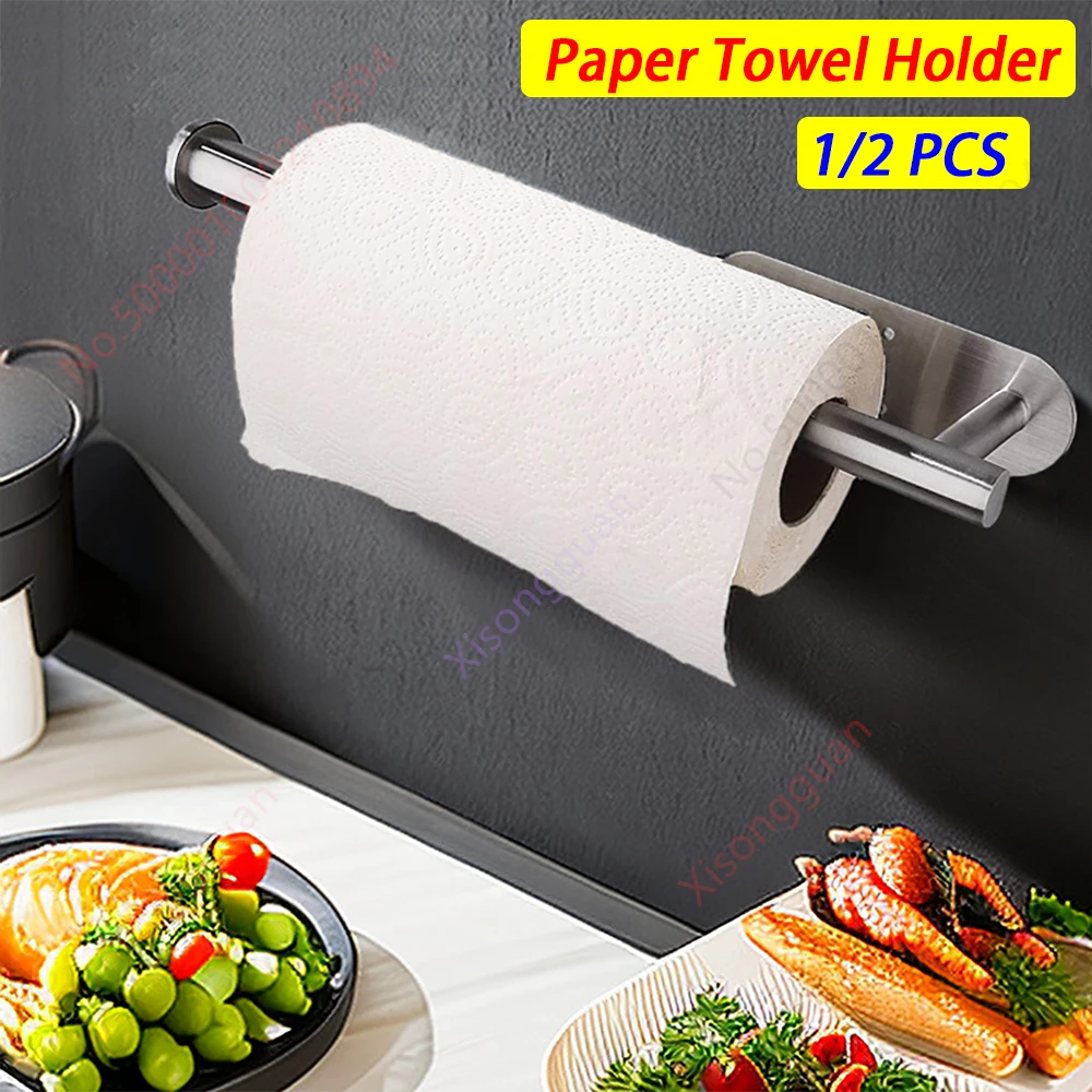 1/2pcs Küchen papier Handtuch halter Toiletten papier halter Kleber Tissue Rack Servietten spender Schrank Lagerung Bad zubehör