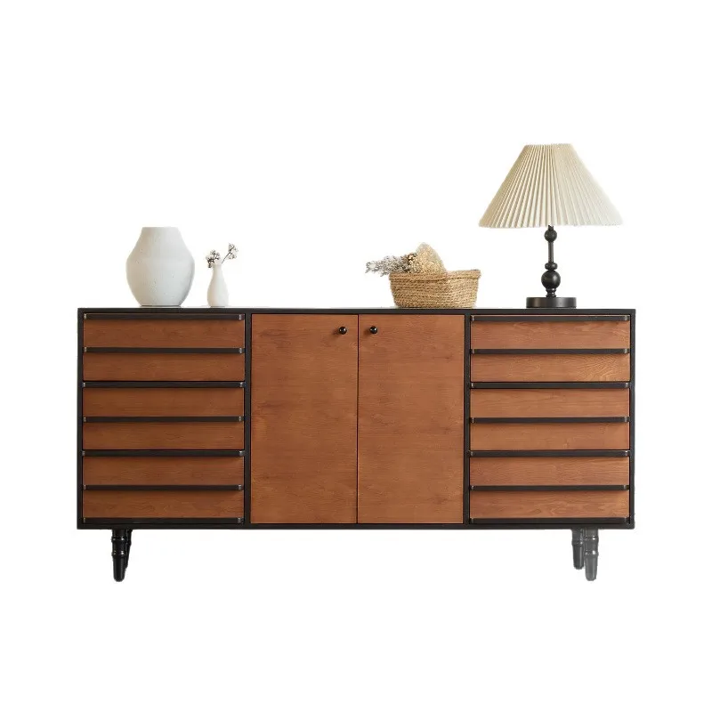 

Wood and Shuzhu wood dining side storage cabinet storage side cabinet black walnut color large-capacity chest