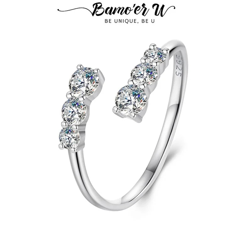 

Кольцо Bamoer U Moissanite с открытым дизайном из стерлингового серебра 925 пробы, уникальный дизайн с муассанитом, 3 размера, сертифицированное, регулируемое, женское ювелирное украшение