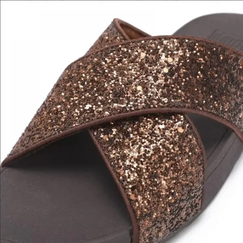 New Arrival Women\'s Cross Slides Stylish And Comfortable Leather Wedge Flip Flops Perfect For Summer