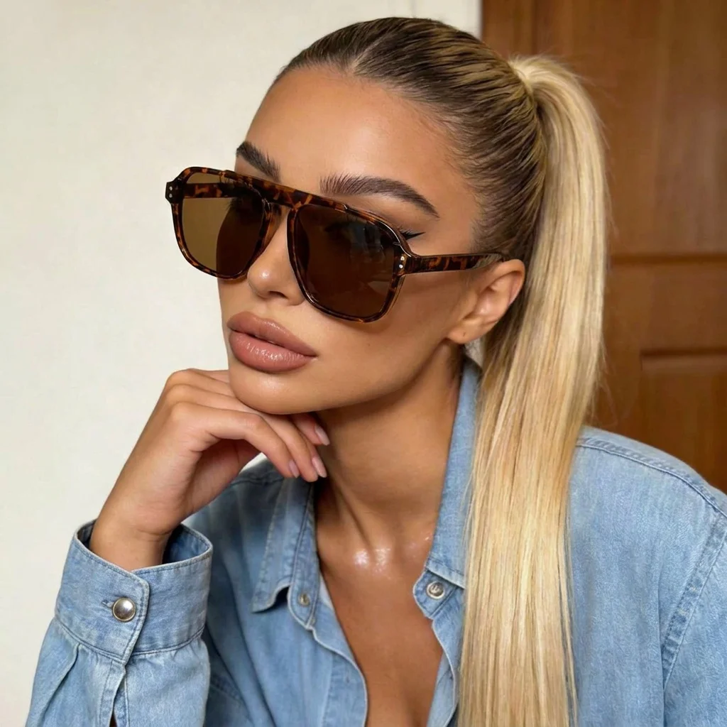 Versatile Personalized Single-Bridge Square Sunglasses Unisex Retro Uv Protection Sunscreen Sunglasses 3566