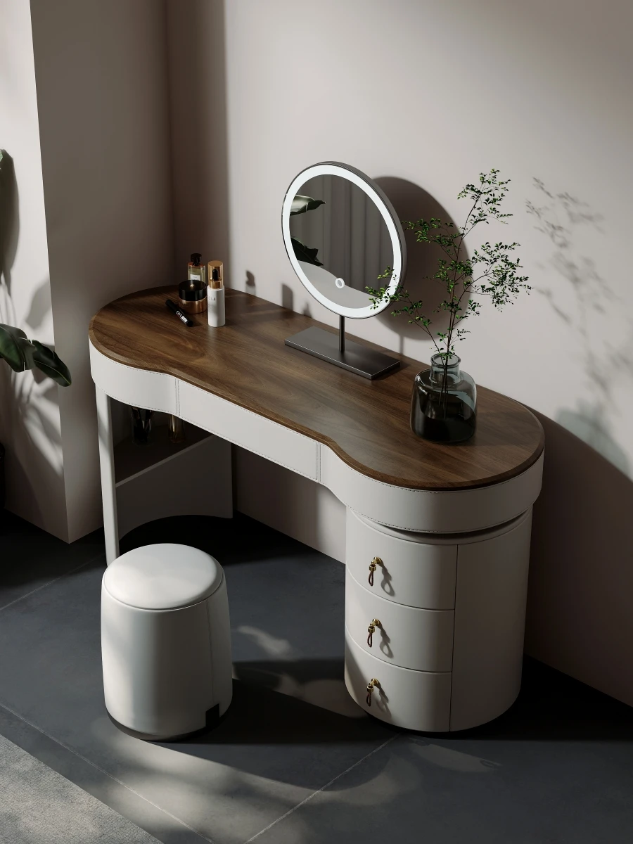 

Light luxury dresser storage cabinet integrated bedroom modern simple high-end designer walnut small apartment dressing table