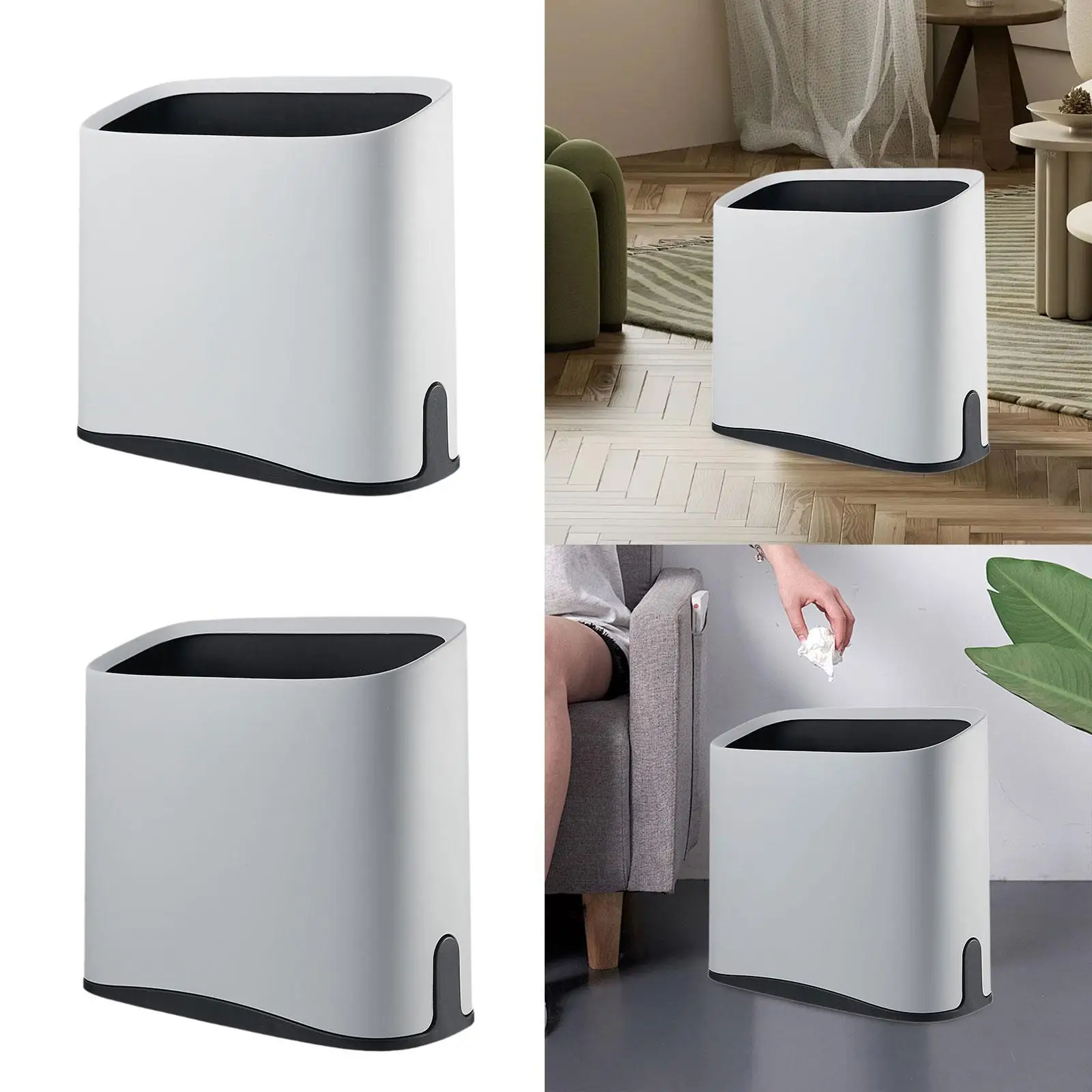 

Trash Can Waste Bin Container Basket Modern Rubbish Bin Wastebasket Garbage Bin for Dorm Under Desk Shop Bathroom Household