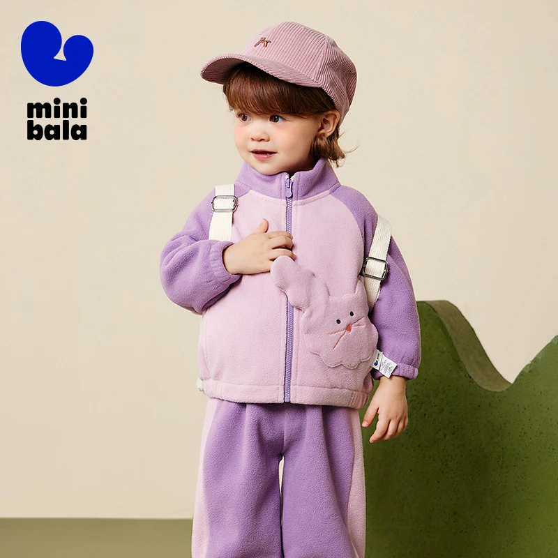 

Детский комплект из 2 предметов Mini Bala, новинка зимы 2025 года, антистатический топ с длинными рукавами и брюки для координации
