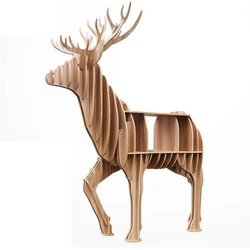 Simple splicing deer bookshelf log deer-shaped picture book shelf window creative props soft floor ornament