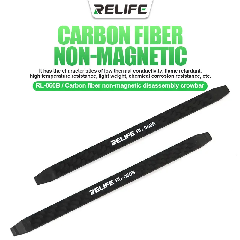 RELIFE RL-060B Carbon Fiber Non-Magnetic Disassembly Crowbar for Mobile Phone LCD Screen Opening Dismantling Tools