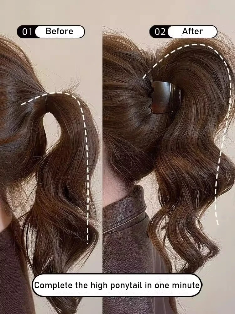 Hochwertige Haarspange aus Schildpatt. Hochwertiges Haarverlängerungs-Fixiergerät für hohe Pferdeschwänze. Langanhaltende Styling-Haarschmuckstücke für Elegante Frisuren – Detail 13