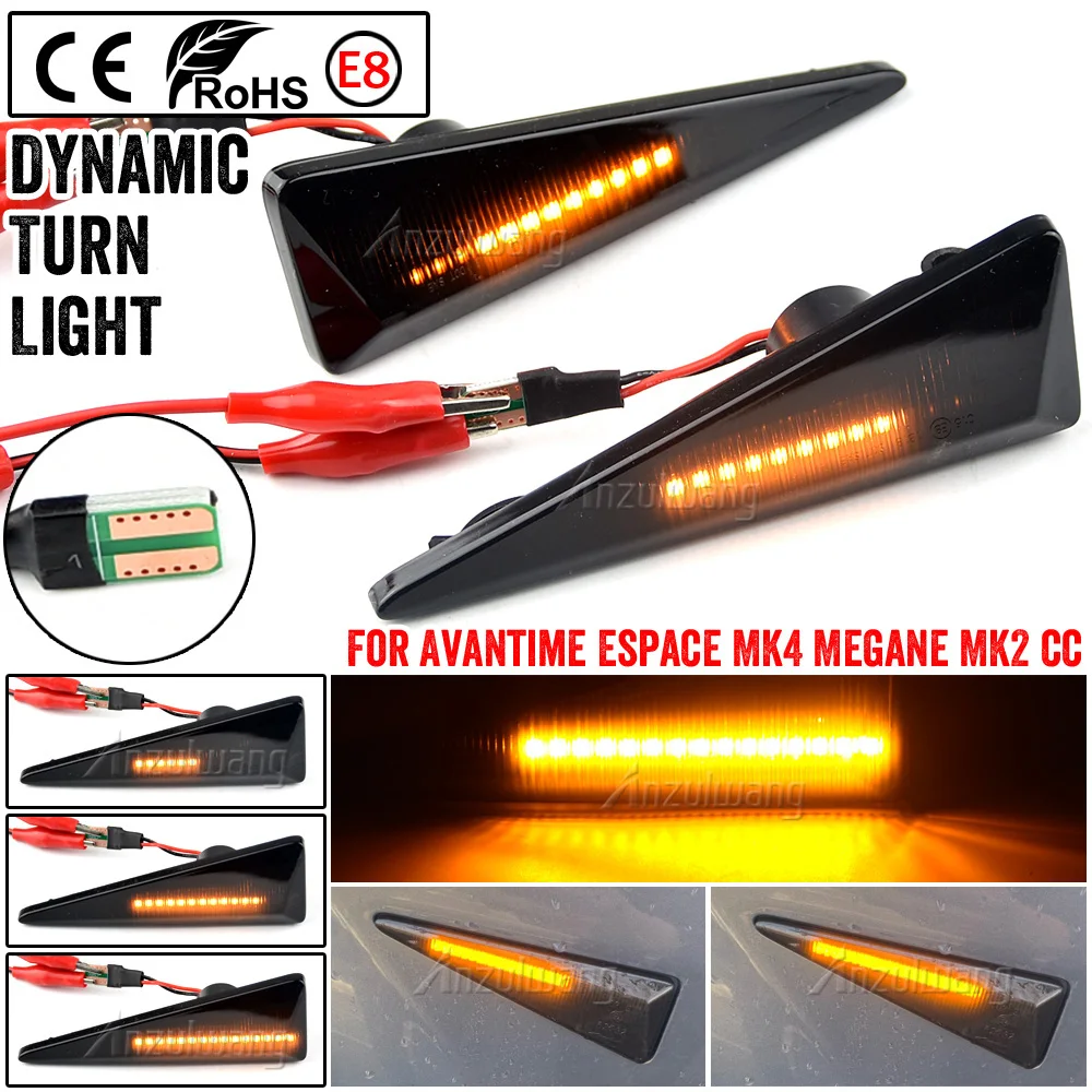 Indicatore di direzione laterale dinamico a LED per Renault Megane MK2 CC Scenic Espace 4 Vel Satis Wind Avantime Thalia 2