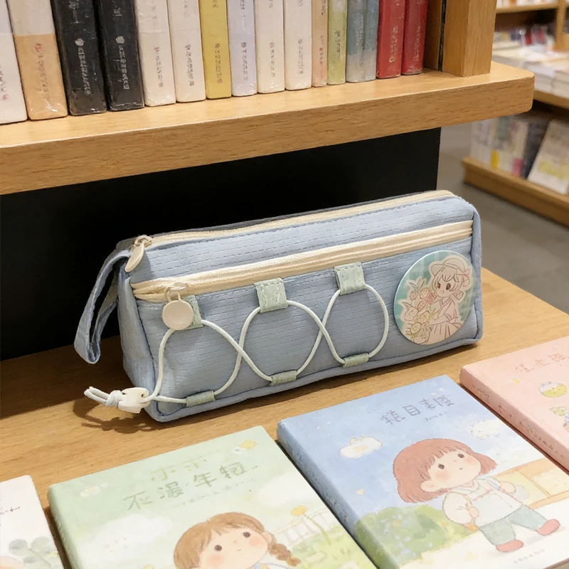 

1 шт. милый пенал Kawaii, разноцветный, минималистичный, большой вместимости, для офиса и школы, сумка для канцелярских принадлежностей