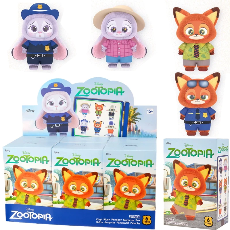 جديد حقيقي ديزني Zootopia الفينيل صندوق أعمى اللعب صندوق مفاجأة الكرتون نيك جودي دمى ظهره المعلقات الحلي الأطفال هدية