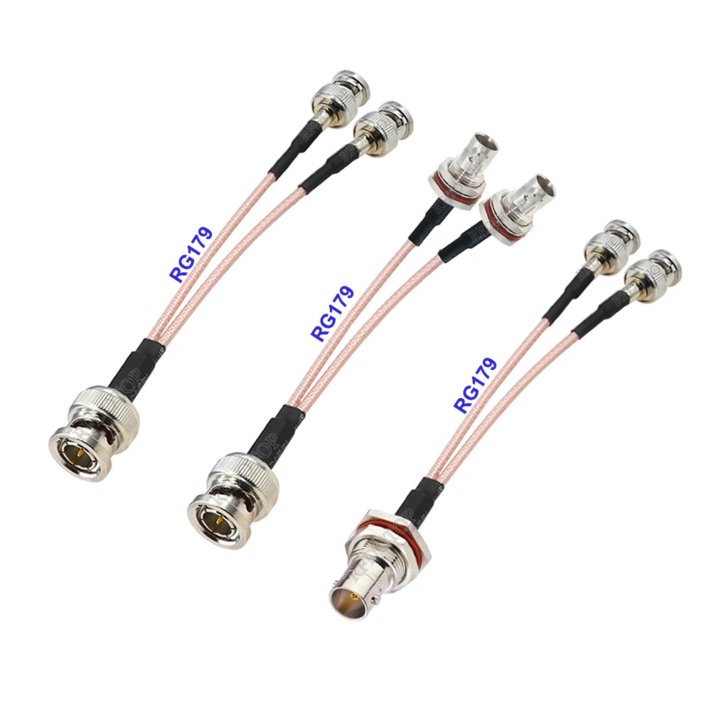 RG179 Cable BNC Splitter Cable Y Type 1*BNC Male to 2*BNC Waterproof Female 75Ohm Connector RG-179 RF Coaxial Jumper Pigtail